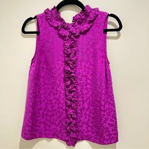 Marc by Marc Jacobs Purple 100% Silk Jacquard Floral Sleeveless Blouse size 2